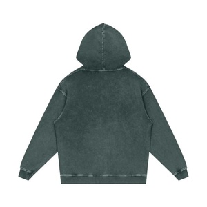 Sweat à capuche décontracté pour homme en coton délavé, couleur unie, coupe classique avec poche, style automne - Product Image 2