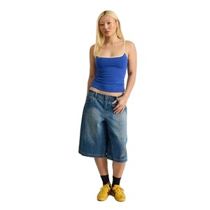 Women's Blue <b>Spaghetti</b> <b>Strap</b> Tank Top O-Neck Casual Knitted Sleeveless Spandex/Cotton Eco-Friendly Breathable Quick Dry - Product Image 4