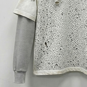 Summer Distressed Double Layer <b>Rhinestone</b> T Shirt Summer <b>Rhinestone</b> Double Layer T-Shirt Distressed <b>Rhinestone</b> Tee <b>Tops</b> Men - Product Image 3