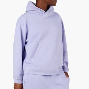 Sweat-shirt à capuche violet clair pour femme avec poche avant, pull décontracté pour l'hiver, haut de jogging - Product Image 3