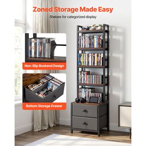 Mobile Portaoggetti Multimediale con 4 Ripiani e Cassetti per DVD, 15.75 X 11.81 X 56.50, Organizzatore per CD da Soggiorno - Product Image 2