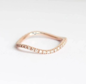 Minimalist Trendy Wedding Band Lab Grown Diamond 14K Rose <b>Silver</b> Diamond Wave <b>Ring</b> Moissanite <b>Eternity</b> Band Wedding Anniversary - Product Image 5