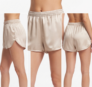 Short de nuit en satin pour femme, 100 % soie, coupe classique, taille élastique, tissu doux, lisse et léger, tenue décontractée pour la maison - Product Image 4