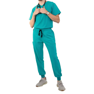 Uniforme Médico Azul Turquesa de Manga Corta, Pantalones con Dobladillo Elástico, Ropa para Médico o Enfermera de Hospital, Servicio de Logotipo Personalizado - Product Image 6