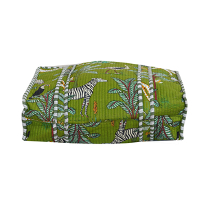Sac fourre-tout en coton matelassé réversible fait main, écologique, style bohème, imprimé animaux de la jungle, poignées rayées, pour le shopping toutes saisons - Product Image 3