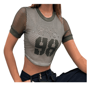 <b>Top</b> Trending Soft Fitting Low Price Hot Selling Crop <b>Top</b> <b>mesh</b> T-Shirt New Most Popular Fashion Breathable Unique Design Women - Product Image 4