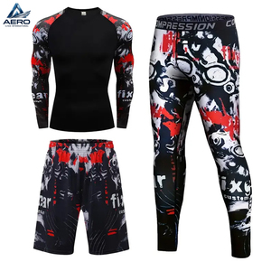 Crea tu Propio Conjunto Deportivo de Gimnasio con Cuello Redondo y Estampado Digital 3D, de un Buen Proveedor, con Poliéster y Spandex Transpirables, Conjuntos de Compresión - Product Image 1