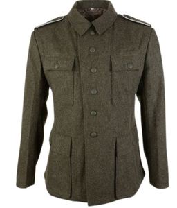 Veste d'hiver vintage en laine et polyester pour homme M.AFZAL, gris champêtre, manches longues, boutonnée, reproduction de la tunique allemande M43 de la Seconde Guerre mondiale - Product Image 2