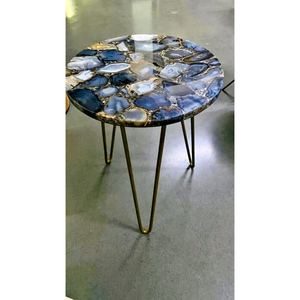 Posavasos de Color Azul de Lujo, Diseño Redondo con Base de Metal Chapada en Oro, para Hogar, Hotel, Mesas de Café y Auxiliares - Product Image 1