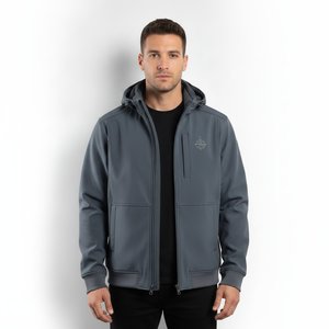 Men's Hooded <b>Fleece</b> Jacket Zipper Closure Casual Autumn Wear Windproof Solid Color Regular Fit - Product Image 4