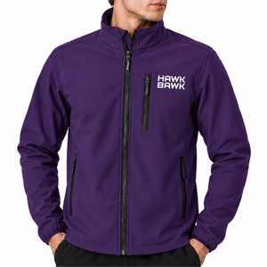 Veste d'extérieur légère en softshell pour homme, fermeture éclair intégrale, col montant, protection, poche poitrine pratique, poches latérales sécurisées, flexible - Product Image 1