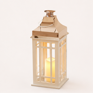 Farol de Madera Blanco Decorativo Vintage al por Mayor, Centro de Mesa Estilo Granja para Bodas y Decoración de Jardín - Product Image 1