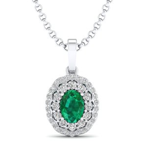 Colliers REYES en argent sterling 925, pierre précieuse émeraude ovale de 0,75 ct, fabricant de bijoux en moissanite certifiés GRA pour femmes - Product Image 2