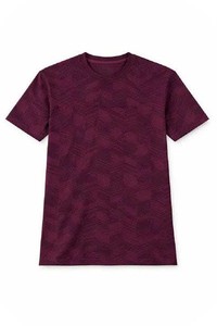 เสื้อยืดผู้ชายน้ำหนักเบา ระบายอากาศได้ดี สีพื้น ผ้าฝ้ายสีแดงเลือดหมู ลายเรขาคณิต คอกลม ใส่สบาย ทันสมัย เหมาะสำหรับใส่ลำลอง - Product Image 4