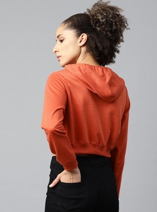 Sudadera con capucha para mujer, color sólido, manga larga, de punto, de algodón, para otoño - Product Image 3