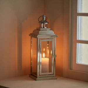 Exclusive Stainless Metal Exquisite <b>Lantern</b> with Elegant Glass for Home Hotels Living Room Christmas Decoration <b>Candle</b> <b>Lantern</b> - Product Image 1