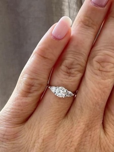Custom 0.50ct Lab Grown Diamond 3 Stone <b>Ring</b> 14K 18K Solid Gold Teardrop Accent Band Wholesale B2B Bridal Jewelry Factory Price - Product Image 5