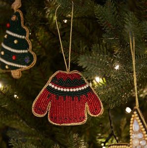 Handmade Beaded Sweater Ornament Christmas Hanging <b>Decoration</b> <b>Winter</b> Knit Style Tree Decor - Product Image 1
