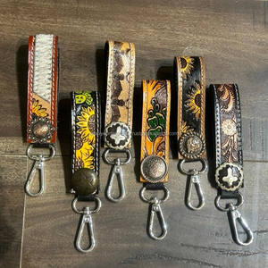 Venta al por mayor promocional de mano de cuero de muñeca llavero de alta calidad de cuero genuino llavero de Metal Concho regalo de promoción - Product Image 6