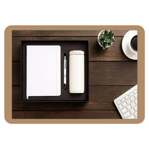 PU <b>Leather</b> Business Gift Set with Custom Logo Embossed Printing Notebook <b>Diary</b> Metal Pen & Stainless Steel Tumbler Gift Box - Product Image 1