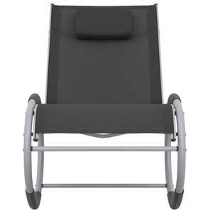 Fauteuil à bascule en aluminium noir et gris avec structure en fer et textilène - Product Image 2