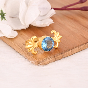 Blue Topaz Hydro <b>Adjustable</b> <b>Ring</b> Handmade Gemstone Jewelry for Women - Product Image 4