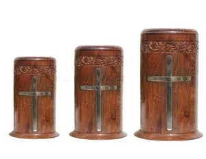 手作りローズウッドメモリアルボックス壷ケルトクロスカービング木製壷葬儀用品