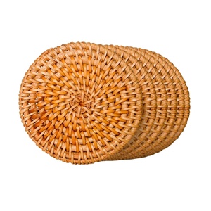 Ensemble de sous-verres en rotin tressé du Vietnam, écologiques, faits à la main, style rustique, vaisselle, TUYET DUNG, décoration florale classique pour les fêtes - Product Image 1