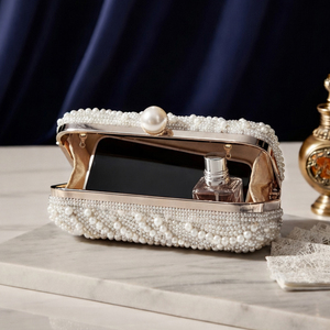 White Pearl Beaded Party <b>Clutch</b> Bag Luxury <b>Wedding</b> Evening Handbag for Women Occasions - Product Image 3