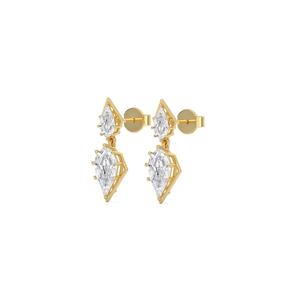 Pendientes de oro rosa de 9 quilates con diamantes cultivados en laboratorio, 2.69 CTW, corte escalonado en forma de pera, joyería fina, diseño elegante para mujer - Product Image 2