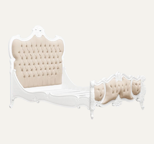 Cama Tapizada Clásica Europea Tamaño King con Cabecera Acolchada de Madera de Caoba Sólida - Product Image 3