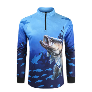 Camiseta de Pesca Sublimada Personalizada |   Cuello alto con cremallera de un cuarto |   Camiseta de Manga Larga de Malla de Secado Rápido |   Venta al por mayor con MOQ bajo - Product Image 1
