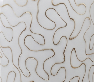 Jarrón de Piso Blanco Contemporáneo Premium con Patrón Abstracto Dorado, Accesorio Decorativo de Metal Hecho a Mano para Mesa - Product Image 2