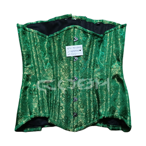 Top Corsé Premium de Brocado Esmeralda con Varillas de Acero en Espiral y Cierre Frontal de Busk - Fabricante Mayorista - Product Image 1