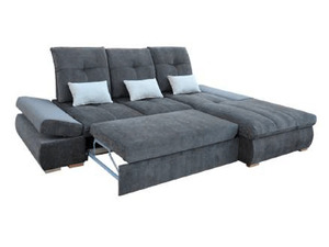 Luxury Solid Teak Wood Apartment Hospital Living Room Furniture Set Modern Dark Grey Fabric Square Sectional Convertible <b>Sleeper</b> - Product Image 3