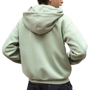 Sweat à capuche oversize avec masque intégré vert clair 100% coton molletonné, impression personnalisée, veste décontractée tricotée avec masque intégré, fabricant en gros - Product Image 2