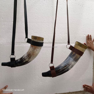 Cuerno que sopla de buey de alta calidad 100%, venta al por mayor y superventas con anillo de latón, cuerno que sopla con correa de cuero a bajo precio - Product Image 6