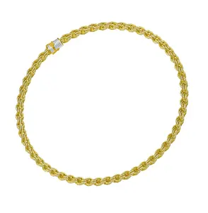 10kt Solid Gold 9 MM 22 "Inches Rope Chains com forma redonda natural diamantes reais em amarelo branco e ouro rosa