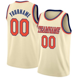 Maillot de basketball Orange Royal personnalisé, cousu, en maille polyester/coton sublimée de qualité supérieure, avec logo personnalisé, authentique, pour le sport - Product Image 1