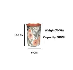 Bouteille en cuivre design avec deux verres en cuivre, motif botanique pastel, idéale pour offrir et pour l'hydratation quotidienne - Product Image 2