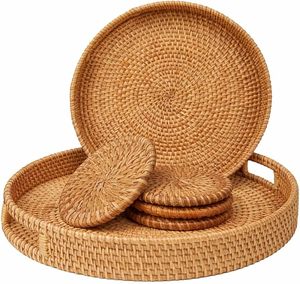 Best Eco-Friendly Handmade Rattan <b>Coaster</b> Wholesale Traditional Design Modern Bohemian Restaurant Tableware - Product Image 2