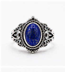 Natural <b>Lapis</b> <b>Lazuli</b> Silver <b>Ring</b>, 925 Sterling Silver <b>Ring</b>, Blue Gemstone <b>Ring</b>, Handmade Statement <b>Ring</b>, Boho Jewelry, Gift for - Product Image 3