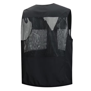Veste de photographie en maille respirante, gilet de pêche noir avec fermeture éclair, pour hommes et femmes, activités de plein air - Product Image 2