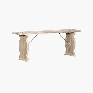 Banco de Madera Reciclada Tallada, Estilo Rústico, para Jardín, Recibidor, Sala de Estar - Product Image 1
