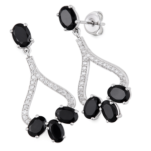 Pendientes de Plata de Ley de Primera Calidad con Baño de Rodio, Diseño Étnico con Engaste de Garra, Únicos con Ónix Negro y Circonita Cúbica, Joyería para Boda - Product Image 3