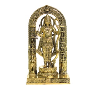 Ídolo del Dios Ram de Latón Hecho a Mano, Escultura Religiosa Enmarcada, Artesanía Tradicional para Exhibición en Mesa - Product Image 1