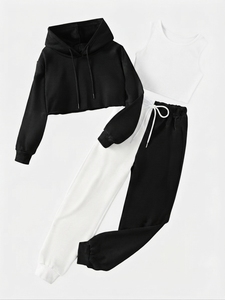 Conjunto Deportivo Informal con Capucha para Mujer, Diseño de Moda, Color Sólido, Transpirable, Ecológico, Cómodo para Invierno, con Logotipo en la Parte Delantera - Product Image 5
