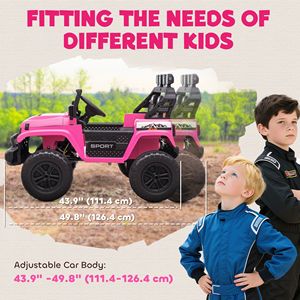 Camion Elettrico Rosa 24V per Bambini, 2 Posti con 4 Motori, Telecomando e Sospensioni a Molla per Bambini dai 3 agli 8 Anni - Product Image 6