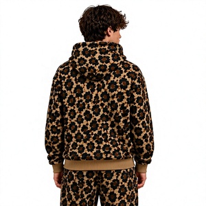 <b>Leopard</b> <b>Print</b> Zip up Hoodie Oversized Fleece Pullover Hooded <b>Sweatshirt</b> Kangaroo Pocket Front Logo Women's Streetwear - Product Image 3