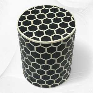 Belladec Modern Luxury Antique <b>Round</b> Hexagonal Pattern Bone Inlay Stool Living Room Furniture <b>Console</b> <b>Table</b> - Product Image 4